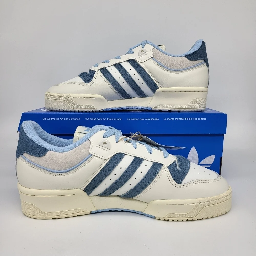 New Adidas Rivalry Low 86 'Off White Clear Sky Pony-Hair' Men's Shoes Size 10 - Picture 6 of 9